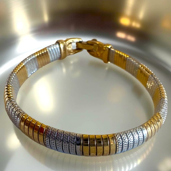 Givenchy Paris & New York Gold Silver Bracelet Elegant Comfort fit Like New - Picture 1 of 9